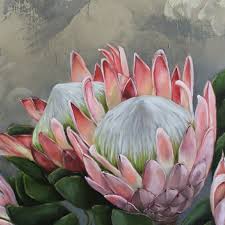 Proteas On Canvas Protea Art Flower Painting Botanical Art