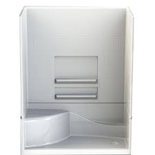 Aquatic Varia Subway 30 In X 60 In X 76 In 4 Pc Acrylx Acrylic Finished Shower Stall W Right Drain Left Seat In White Ax160304pstr Wh The Home Depot Shower Stall