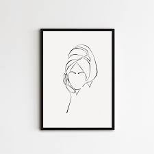 Bathroom Line Drawing Towel On Head Print Hand On Face Line Etsy Bathroom Wall Art Embroidered Canvas Art Line Art Drawings