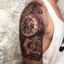 This tattoo image shows an eye with a pupil clock. Afbeeldingsresultaat Voor Shoulder Watch Roses Tattoo Tattoos Best Sleeve Tattoos Rose Tattoos