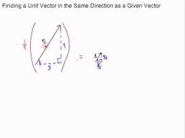 Finding Unit Vector In Same Direction As A Given Vector Youtube