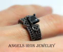 Black Gold Ring Women Enagement Wedding Set Anniversary Band Promise Rings Heart Pave Crystals Women U Black Gold Ring Black Engagement Ring Black Gold Jewelry
