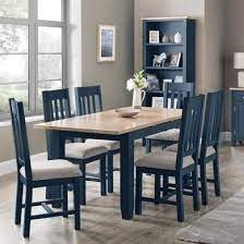 Julian Bowen Richmond Dining Table And 6 Richmond Chairs In Blue Furniture123 Dining Table Chairs Wooden Dining Tables Interior Design Dining Room