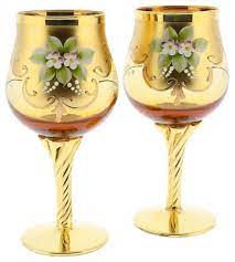 This site is sanctioned by ebay to show you the items you were searching for based on their inventory. Set Of 2 Murano Glass Wine Glasses 24k Gold Leaf Amber Contemporary Wine Glasses By Glassofvenice Houzz