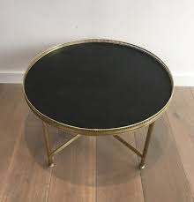 Simpli home avalon faux leather coffee table storage ottoman. Neoclassical Round Coffee Table With Faux Leather Top At 1stdibs