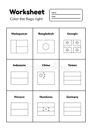 View full size and print (pdf). Worksheet On Geography For Preschool And School Kids Color The Flags Right Coloring Page Stock Illustration Illustration Of Preschool Line 164824453