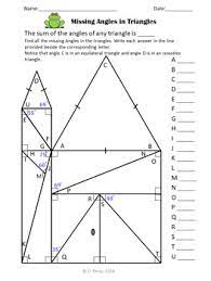 Missing Angles In Triangles Triangles Angle Sum Theorem Tpt