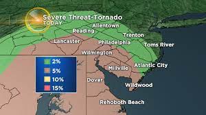 This watch means that conditions are favorable for thunderstorms containing 1 inch or larger hail and/or wind gusts of at least 58 mph (50 knots). Philadelphia Weather Potent Cold Front Brings Tornado Watch Strong Storms To The Region Cbs Philly