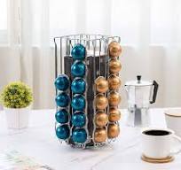 MyGift 48 Pod Stainless Steel Silver Metal Coffee Pod Holder Storage Organizer Stand with 360 Degree Rotating Carousel with Sleeve Storage ...