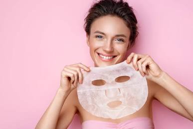 Sheet masks lock in active ingredients using an occlusive barrier., AI generated