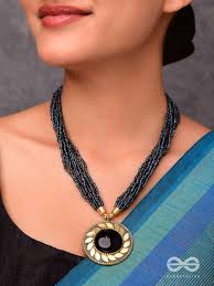 Modern Black Beaded Necklace
