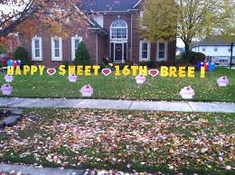 Birthday Lawn Signs Rental Sweet 16 Yard Greeting Yard Sign Friends Party Sweet 16 Birthday Party Decorations