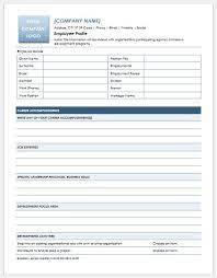 Collection of most popular forms in a given sphere. Editable Employee Profile Template For Ms Word Document Hub