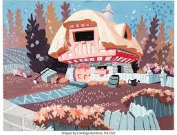 While in the rabbit's house alice tries a small treat which almost instantly causes her to grow beyond the capacity of the house. Alice In Wonderland White Rabbit S House Painted Illustration Walt Lot 95198 Heritage Auctions