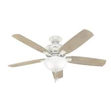 Hunter Creekside Led 52 In Satin White Led Indoor Ceiling Fan 5 Blade Lowes Com In 2020 Ceiling Fan With Light Ceiling Fan Fan Light
