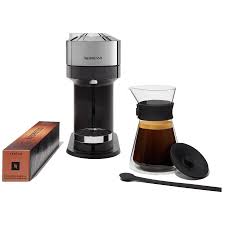 The nespresso by breville vertuoline features centrifusion™ technology that adjusts the brewing parameters without changing settings, letting you make the perfect cup of espresso or coffee with the push of a button. Vertuo Next Deluxe Dark Chrome And Carafe Starter Bundle