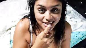 Aly sucks my cock very well on the stairs