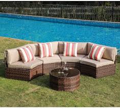 With the tropical moon fire pit, you'll almost be able to feel the rush of saltwater over your skin and imagine the reflection of the crescent moon in the placid water. Buy Sunsitt 5 Piece Half Moon Outdoor Sectional Sofa Set With Cover Patio Brown Pe Wicker Furniture With Beige Cushions Tempered Glass Coffee Table Online In Kazakhstan B07pltp3z8