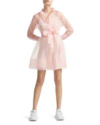 Maje Synthetic Revani Organza Mini Shirt Dress In Pale Pink Pink Lyst