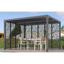 Pergola aluminium bioclimatique en kit. Pergola Bioclimatic Orientable Blades 11 M2 And Brise Vue 2 Faces