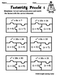 Factoring Polynomials Puzzle From Just Mathematics On Teachersnotebook Com 2 Pages School Algebra Factoring Polynomials Math