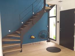 Escalier En Metal Marche En Bois Double Quart Tournant Avec Garde Corps Metallique Idees Escalier Escalier Escaliers Maison