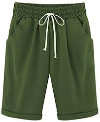What are bermuda style shorts? Elonglin Damen Bermuda Shorts Baumwolle Knielang Sommer Kurze Hose Mit Tunnelzug Frauen Grosse Grossen Locker Stretch Amazon De Bekleidung