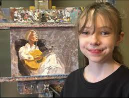 Friday painting lessons in the Mackey studio! Granddaughter Leigh Stanifer  age 12. I should note that her medium of choice is oil