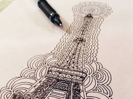 Paris sketches hand drawing style eiffel tower white background. Eiffel Tower Drawing Meditation By Kaitlyn Parker On Dribbble