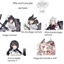 I Know Something Similar Was Already Posted But Here S A Doggo Version Takao Atago Maya Choukai Yuudachi Azurelane Kawaii Anime Anime Anime Funny