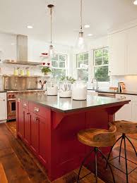 red kitchen cabinets, painted kitchen