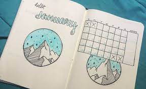Mountain January Themed Bullet Journal Mountains January Bulletjournal Bullet Journal Themes Bullet Journal Stickers January Bullet Journal