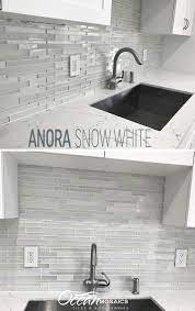 Anora Snow White Mosaic Glass Tile Kitchen Backsplash Ideas Anora Glass Mosaic Glass Tile Backsplash Kitchen Glass Backsplash Kitchen White Kitchen Backsplash