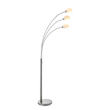 White contemporary large drum shade with three legged tripod floor lamp. Floor Lamp In Chrome With 3 Lights Glass Shade Jaspa Furniture123