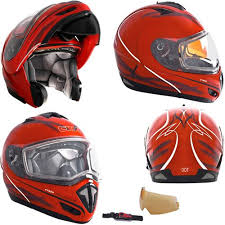 Buy Snowmobile Helmet Flip Up Modular Full Face Small Red