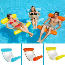 4 In1 Multi Purpose Inflatable Pool Float Portable Comfortable Pool Lounger Chair Water Hammock Inflatable Floating Bed Swimming Pool Accessories Water Hammock Pool Lounge Float