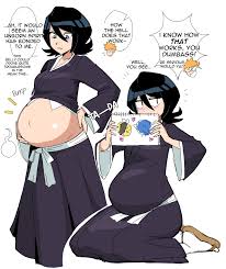 noodlemage, kuchiki rukia, bleach, highres, tagme, 1boy, 1girl, outie  navel, pregnant 
