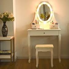 By ermegaon april 23, 2018 230 views. Gymax 3 Drawers Bedroom Vanity Makeup Dressing Table Stool Set Lighted Mirror W 10 Led Bulbs Walmart Com Walmart Com
