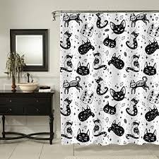 Charmhome animals funny kitten cat bathing decor bathroom. Amazon Com Mitovilla Witch S Cat Shower Curtain Set With Hooks For Bathroom Decor Cat And Sugar Skull Mexican Style Bathroom Accessories Cat Themed For Women Men And Kids 72 W X 72 L