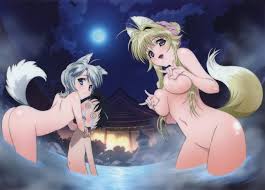 takami akio kanokon ezomori nozomu minamoto chizuru oyamada kouta animal  ears ass breast hold kitsune loli naked onsen tail | 23824 | yande.re
