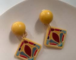 Boho Resin Acrylic Dangle Drop Earrings for Women, Pierced Studs