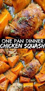 One Pan Chicken And Squash Dinner Let The Baking Begin Baked Chicken Recipes Easy Baked Chicken Recipes Chicken Thigh Recipes Baked