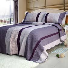 Bedspreads hold an underrated power; Purple Charm Cotton 3pc Striped Vermicelli Quilted Printed Quilt Set Full Queen Size