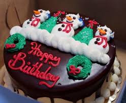 Christmas Theme Chocolate Birthday Cake With Triple Snowman Jpg Christmas Cake Christmas Birthday Cake Chocolate Christmas Cake