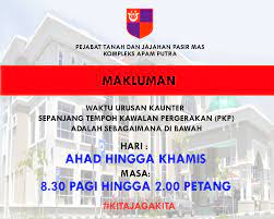 Penutupan sementara operasi pejabat perkhidmatan veterinar jajahan pasir mas operasi pejabat veterinar jajahan pasir mas ditutup sementara dari 29.11.20 (ahad) hingga 03.12.20 (khamis) berikutan terdapat kes positif covid19 harap maklum. Pejabat Tanah Dan Jajahan Pasir Mas Ptjpm Posty Facebook