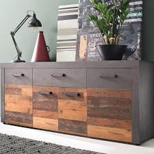 72x112 schuhschrank aus glas anthrazit & holz kernbuche mandrey. Sideboard Kommode Anrichte Schrank Indy Graphit Real De