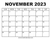 Printable November 2023 Calendar