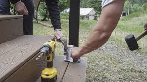 We also stock a full selection of composite, cedar, and treated wood boards, as well as railings, lighting, drainage, hardware, etc. Azek Railing Installation How To Install Azek Timbertech Impression Railing On Deck Dunn Solutions