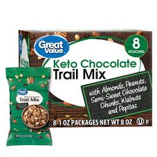 It is high in fiber and low in carbohydrates and it travels well. Great Value Keto Chocolate Trail Mix 1 Oz 8 Count Walmart Com Walmart Com