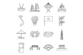 Vietnam Travel Icons Set Travel Icon Vietnam Tattoo Icon Set